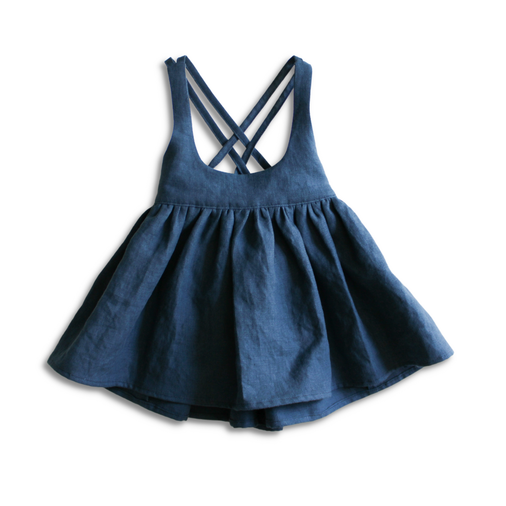Myrtle Pinafore - Navy Violet and Hawthorn
