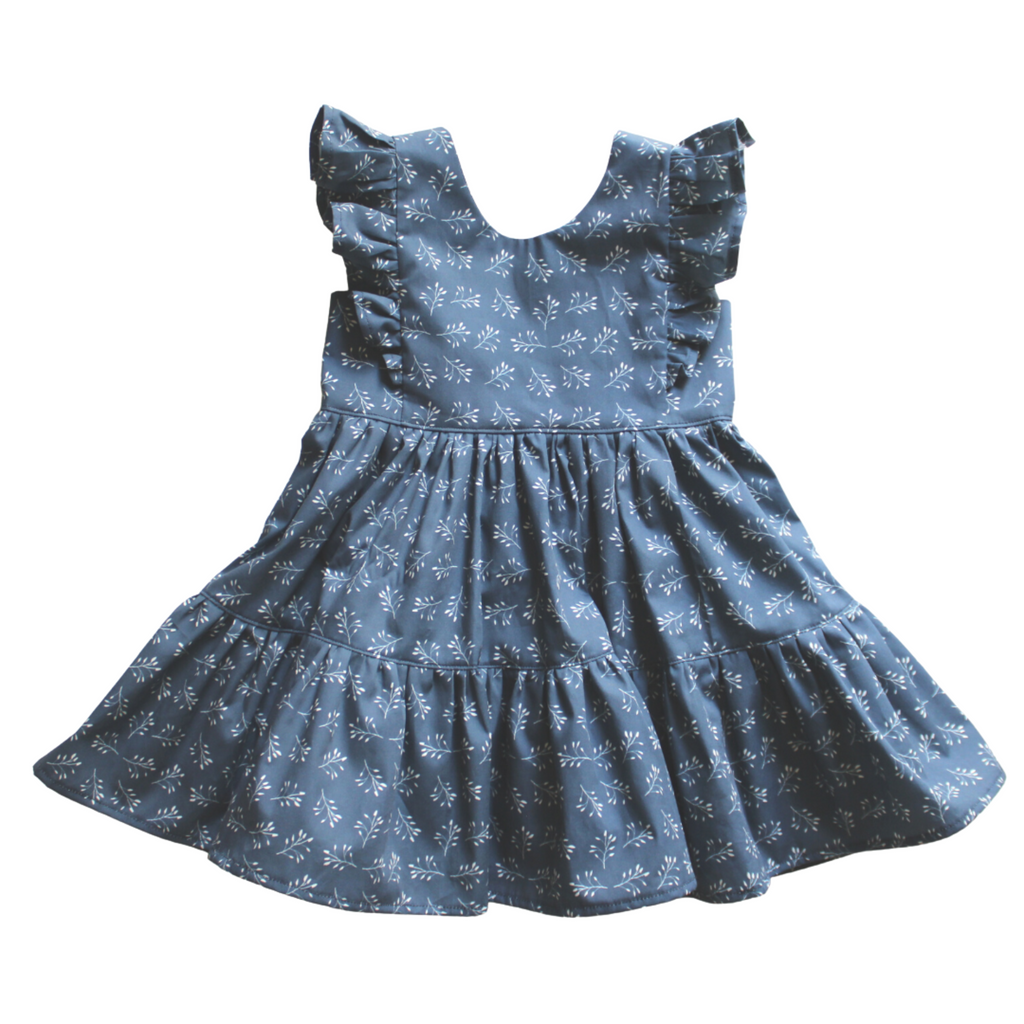Zinnia Dress - Navy Branches Violet and Hawthorn
