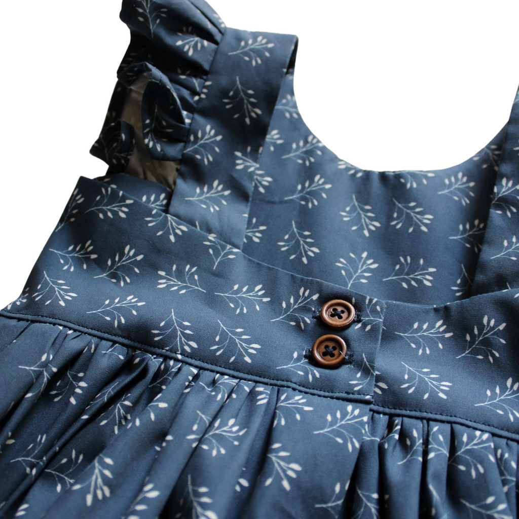 Zinnia Dress - Navy Branches Violet and Hawthorn
